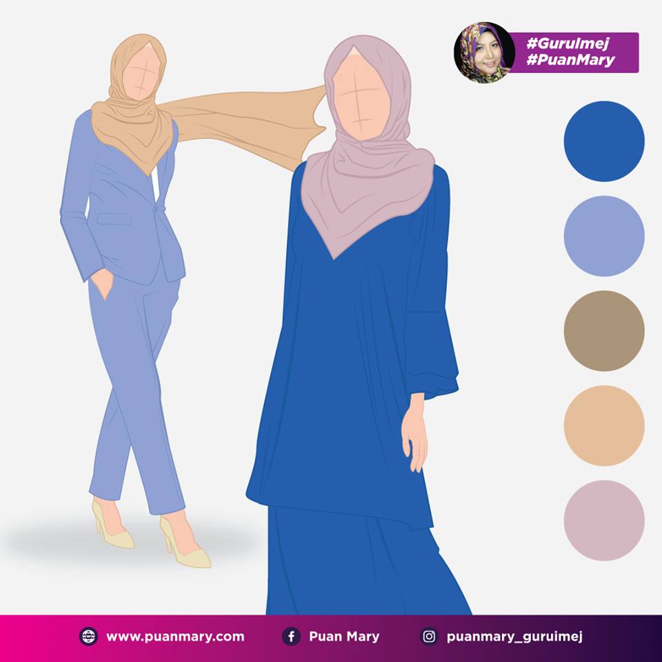 Padanan Warna Biru Puan Mary