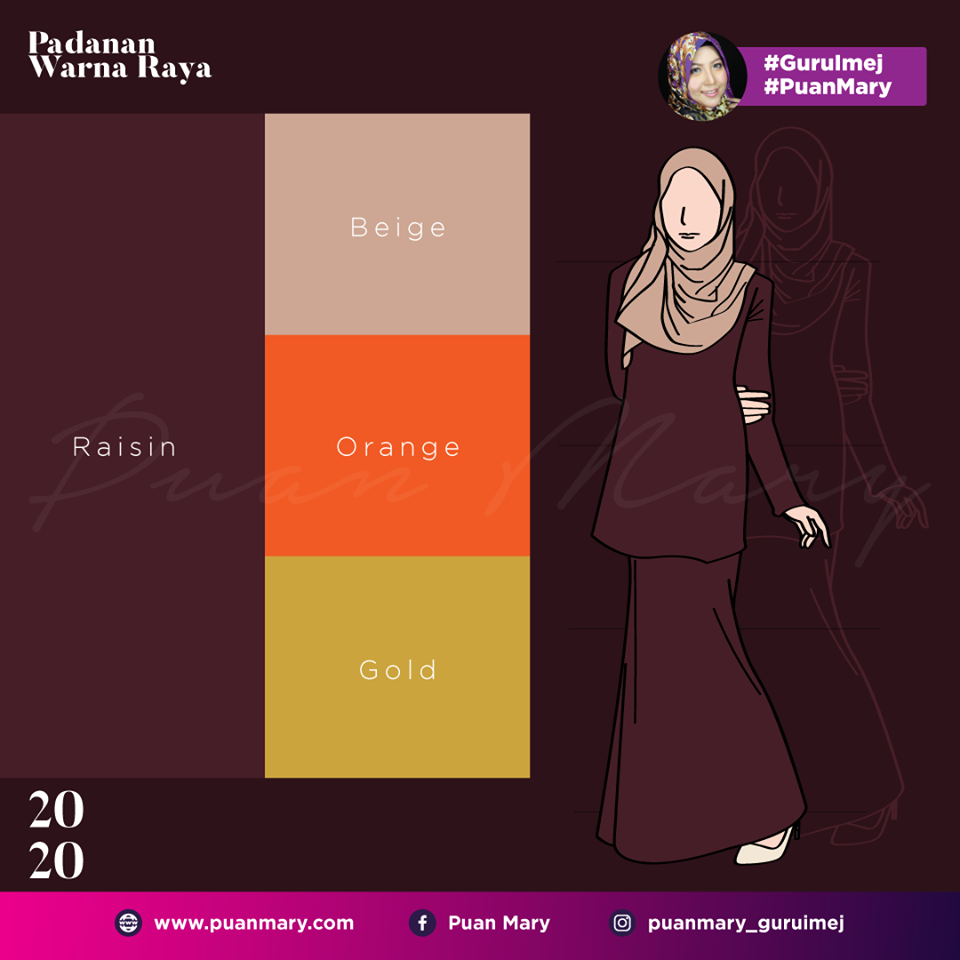 Padanan Warna Baju Dan Tudung Raya 2020 Puan Mary