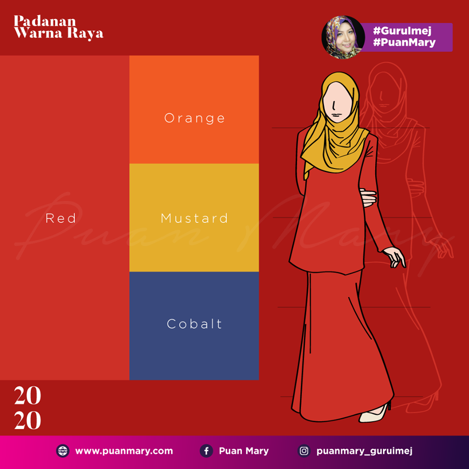 Padanan Warna Baju dan Tudung Raya 2020 - Puan Mary